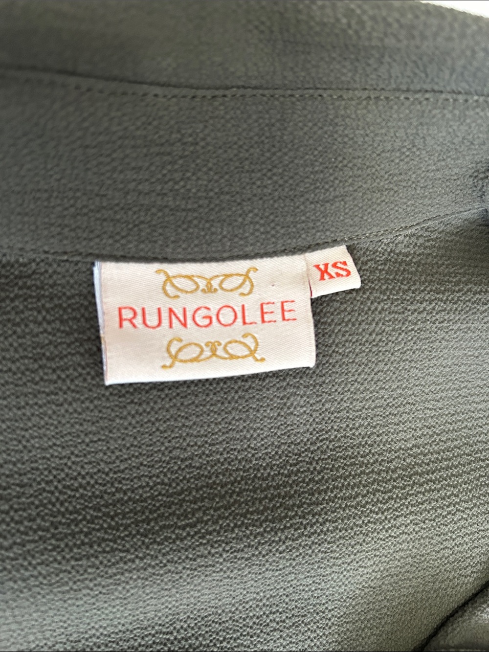 Rungolee Olive Crepe Belted Shirt Dress - Picture 8 of 8